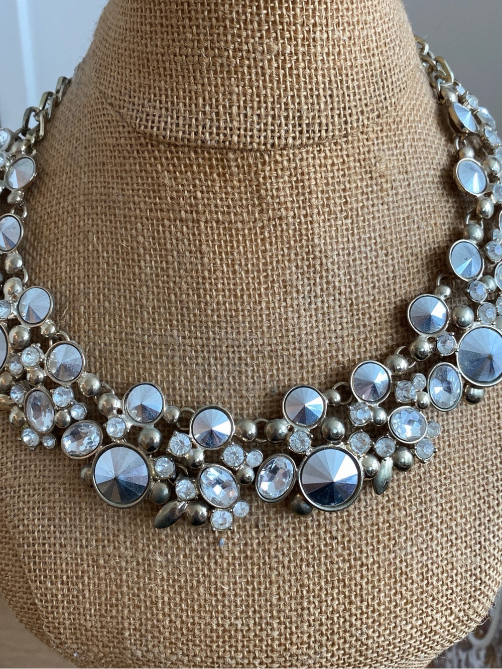 bebe Silver-Tone Crystal Collar Necklace